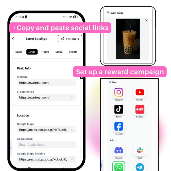 Add your links to your store